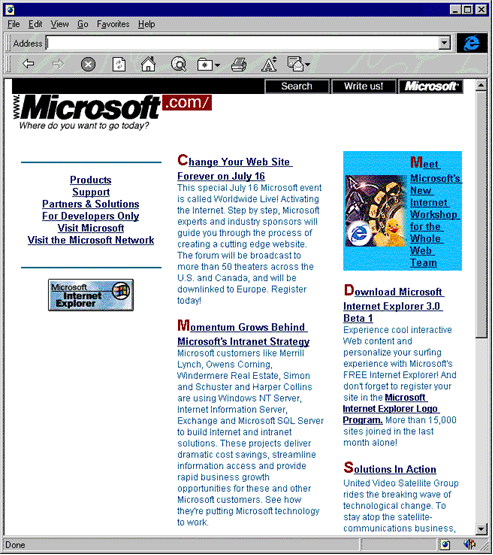 microsoft old webpage second wave